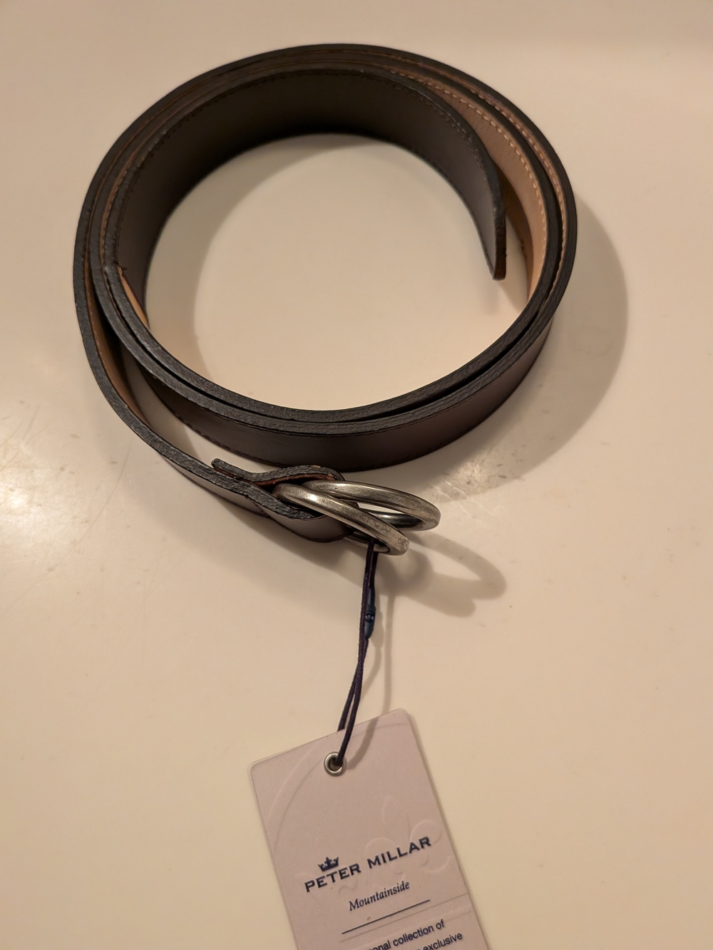 Peter Millar Men's Brown Leather Double - Ring Belt | XL NWT